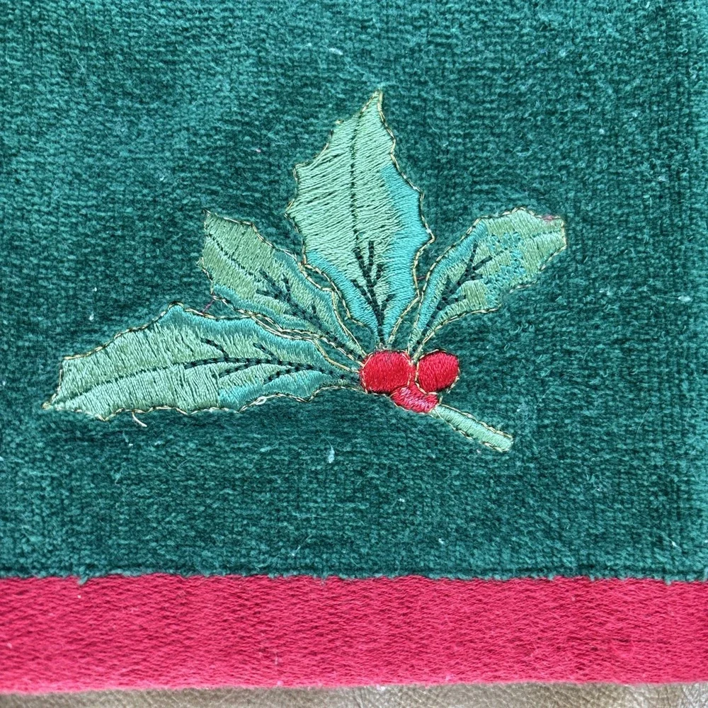 Christmas Bath Fingertip Towel + Tea Towel Set Green Holly Berry Walmart